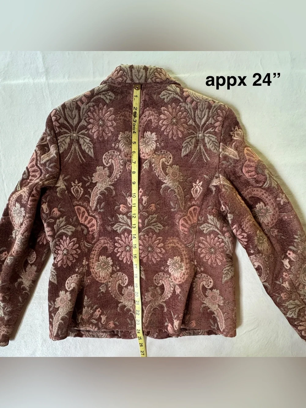 Tapestry Brocade KASPER Blazer Jacket Mauve-Brown Floral Paisley Pattern Size 12